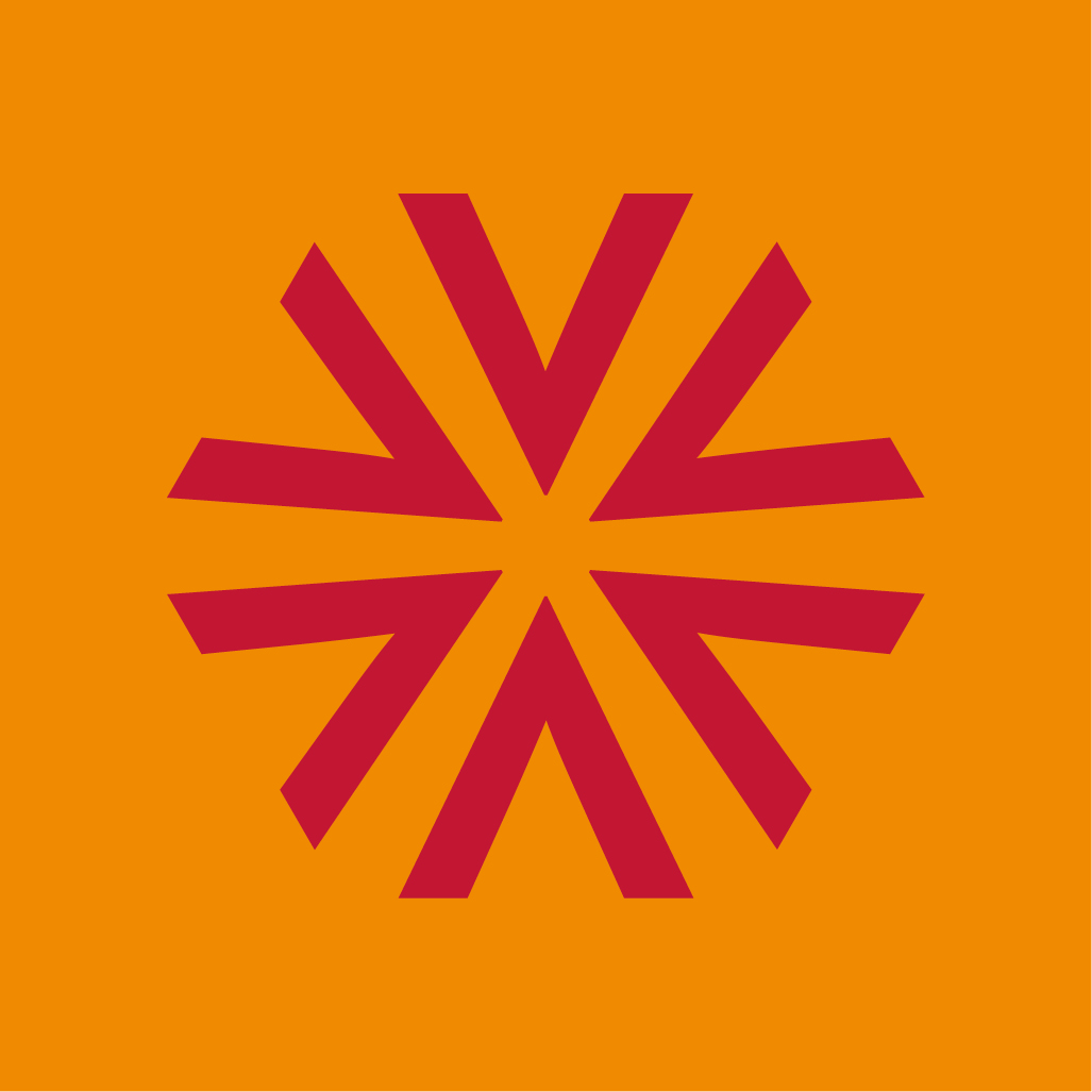Valbo köpstads symbol uppbyggd av bokstaven v