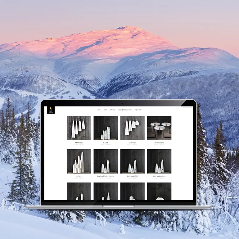 Åre ljusfabrik hemsida med webbshop